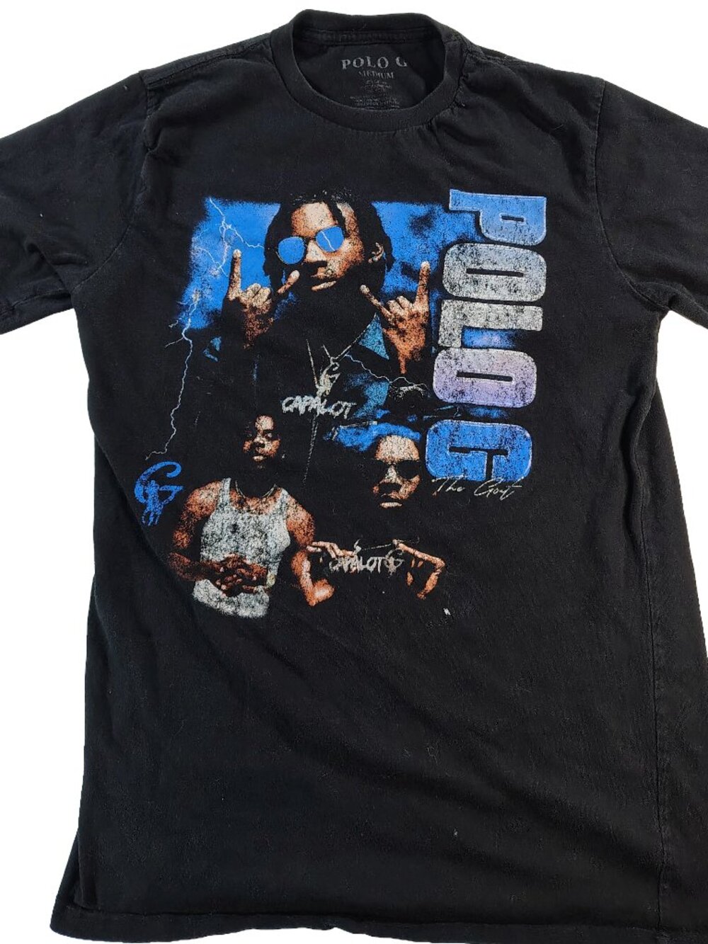 Men's Black Polo G Branded Medium Sized Short Sleeve Polo G Graphic T-Shirt